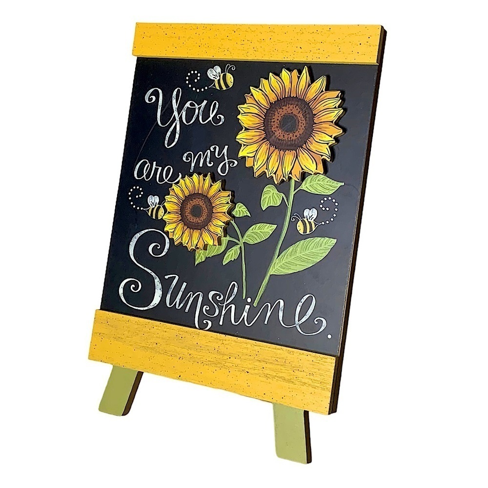 Sunflowers Bees Table Decor by Backyard Freestanding Wood Easel Picture Placque - Picture 8 of 15